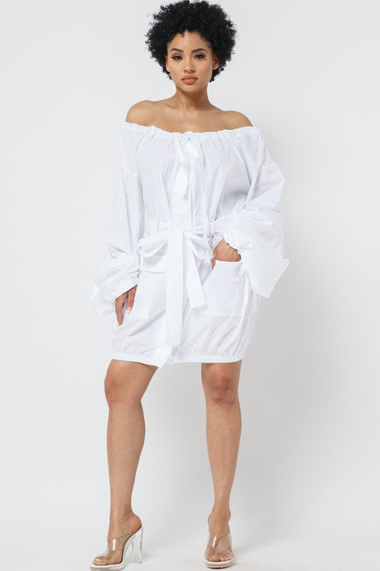 Off Shoulder Shirt Dress